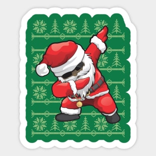 Dabbing Black Santa Ugly Christmas Design Sticker